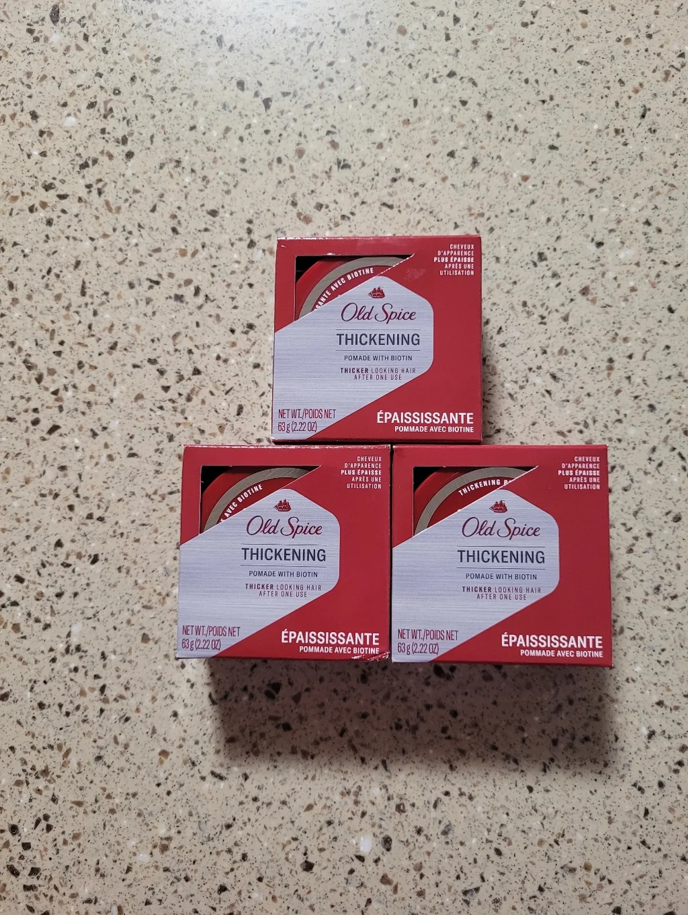 (3) Old Spice Thickening Pomade With Biotin 2.22 oz Each Thicker Looking Hair